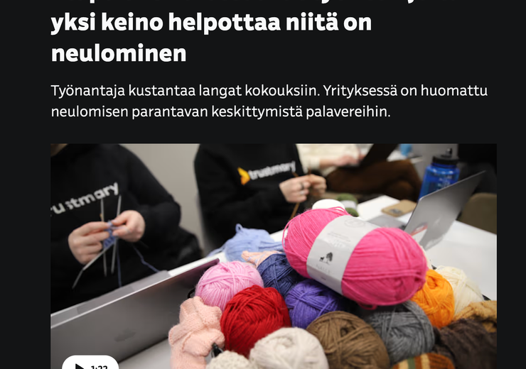 YLE Interviews Trustmary about Knitting and Well-Being at Work