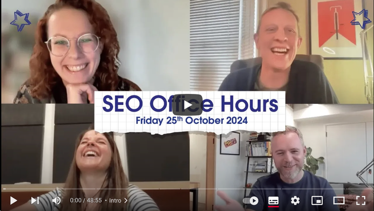 SEO Office Hours 25th October 2024 ft. Erica Ylimäki, John Wright, Michael Chidzey, Jo Turnbull