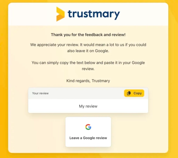 Copy review text to clipboard