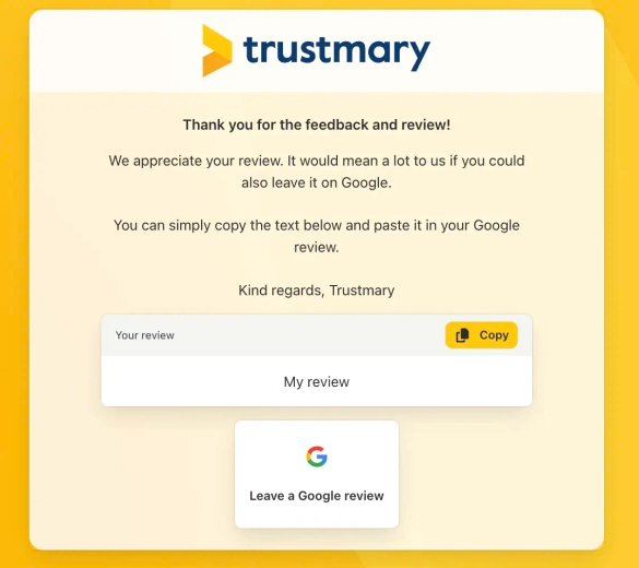 Copy review text to clipboard