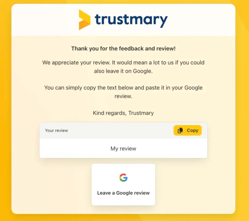 Copy review text to clipboard