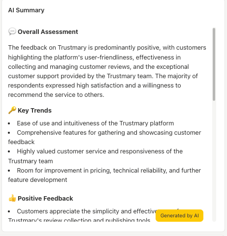 Trustmary’s AI Summary (BETA) – Actionable Insights at a Glance