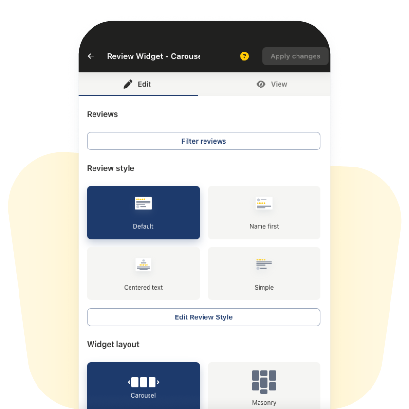 widget editor mobile view
