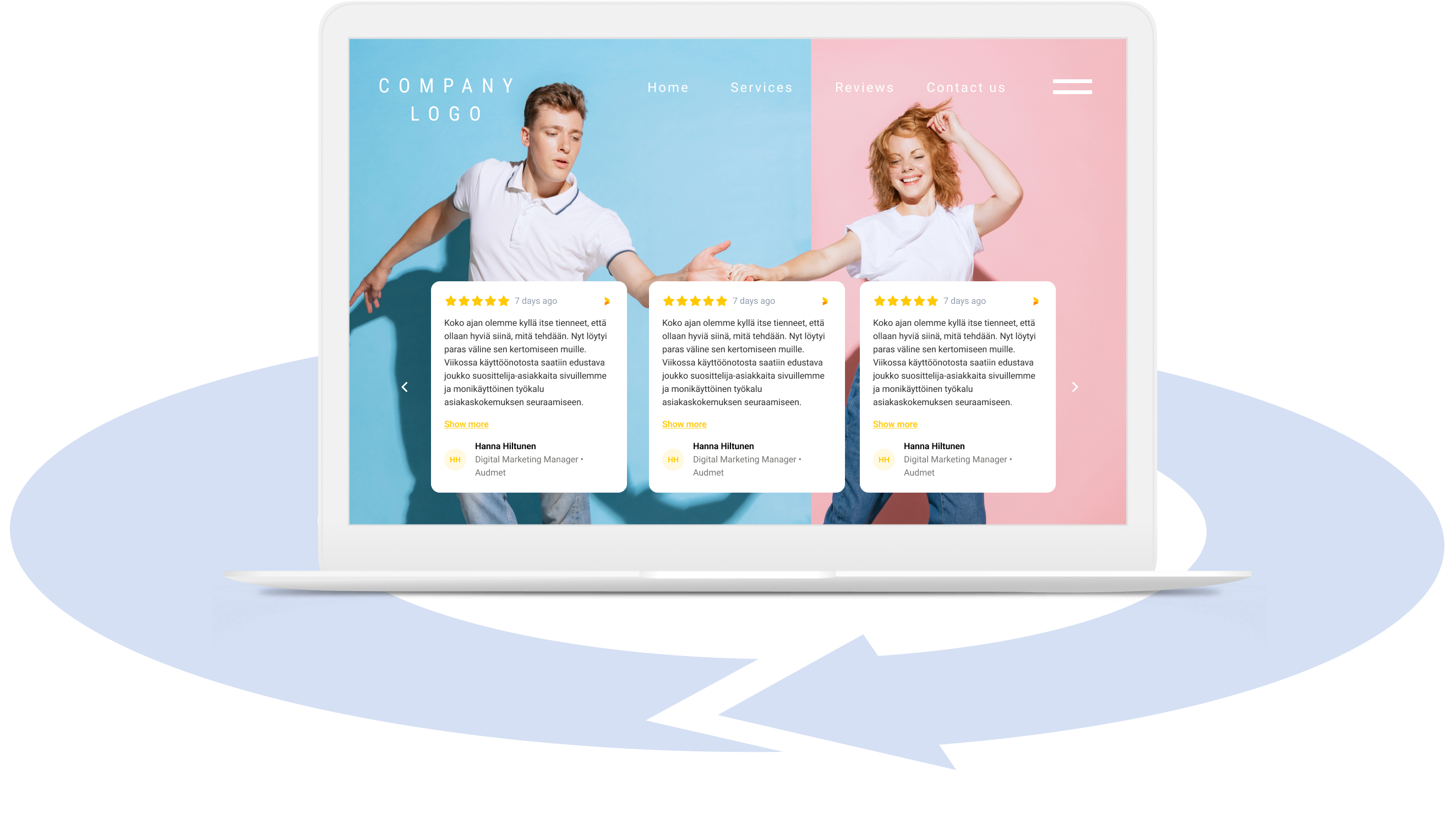a mockup website that features reviews